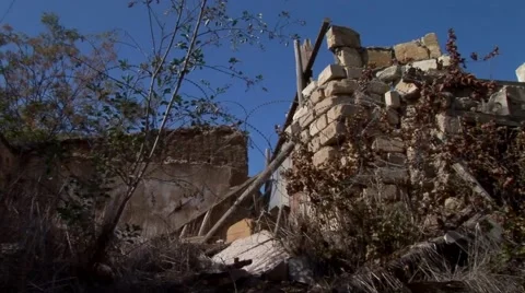 Nicosia Buffer Zone, pan closest point between enemy, Cyprus Stock Footage 61393619