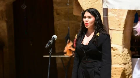 Nicosia Cyprus- 2025/04/12: Female Opera Singer Performing Live Stock Footage 306522443