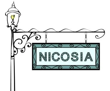 Nicosia retro vintage lamppost pointer Stock Illustration