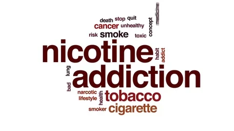 Nicotine addiction animated word cloud, text design animation. Stock Footage 74436143