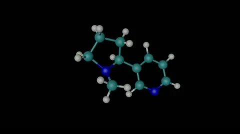 Nicotine molecule with alpha channel Stock Footage 13909603