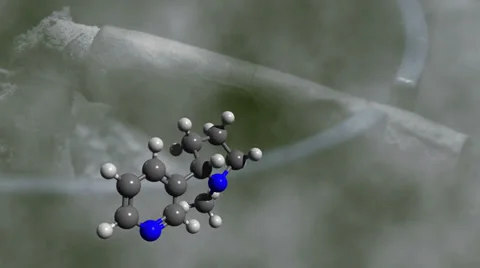 Nicotine molecule rotating with glimming cigar in background 動画素材 34255629
