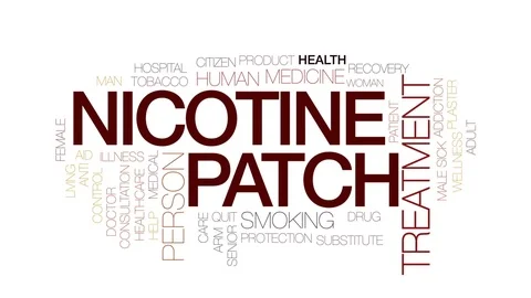 Nicotine patch animated word cloud, text design animation. Kinetic typography. Stock Footage 76499016