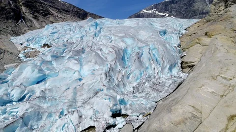 Nigardsbreen. A glacier arm of the large Jostedalsbreen glacier. Stock Footage 92835654