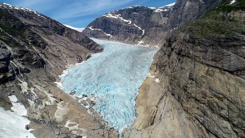 Nigardsbreen. A glacier arm of the large Jostedalsbreen glacier. Stock Footage 92835909