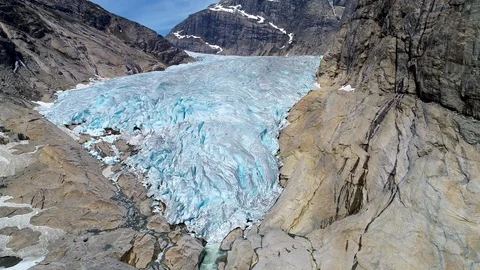 Nigardsbreen. A glacier arm of the large Jostedalsbreen glacier. Stock Footage 92835932