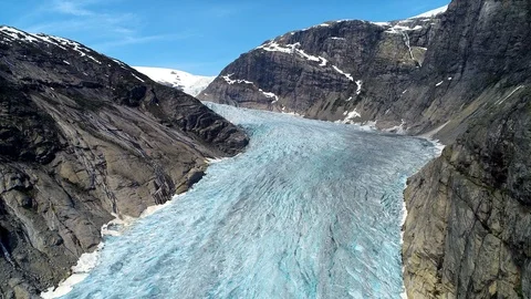 Nigardsbreen. A glacier arm of the large Jostedalsbreen glacier. Stock Footage 92836099