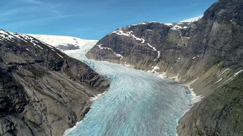 Nigardsbreen. A glacier arm of the large Jostedalsbreen glacier. Stock Footage 92836451