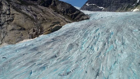 Nigardsbreen. A glacier arm of the large Jostedalsbreen glacier. Stock Footage 92840442