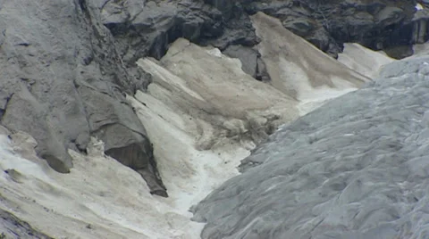 NIGARDSBREEN, NORWAY: glacier full screen + pan - moraine debris Stock Footage 34498055