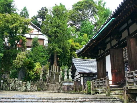Nigatsu-do, one of the important structures of Todaiji, a temple in Nara, Japan. Stock Footage 71189036