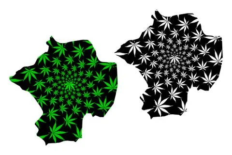 Nigde (Provinces of the Republic of Turkey) map is designed cannabis leaf gre Stock Illustration