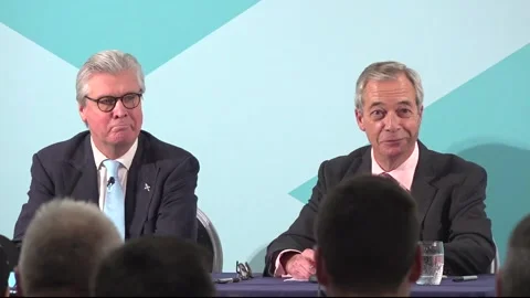 Nigel Farage reacts to Robert Jenrick sacking Stock Footage 326769822