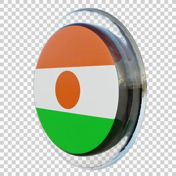 Niger 3d illustration flag on pole. Wood flagpole Stock Illustration