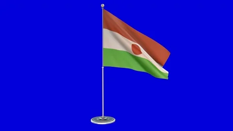 Niger 3D Illustration Of The Waving flag On a Pole With Chroma key Video stock 160885631