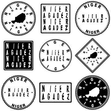Niger Agadez Seal Map Design Stock Illustration
