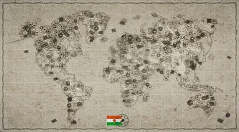 Niger Agadez Stamp World Map Stock Illustration