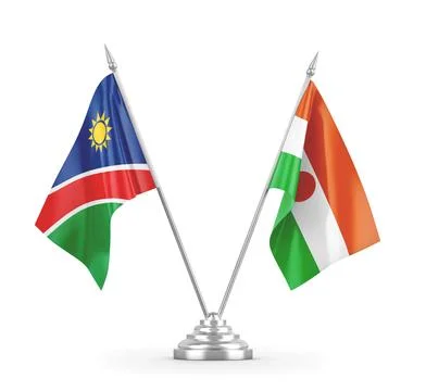 Niger and Namibia table flags isolated on white 3D rendering Stock Illustration