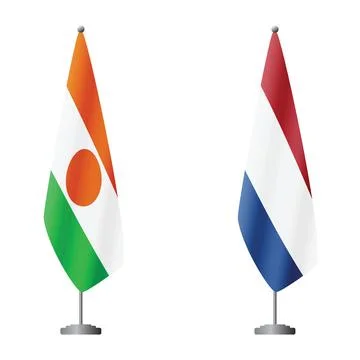 Niger and Netherlands flags on flagpoles for official ceremonies and meetings Stock Illustration