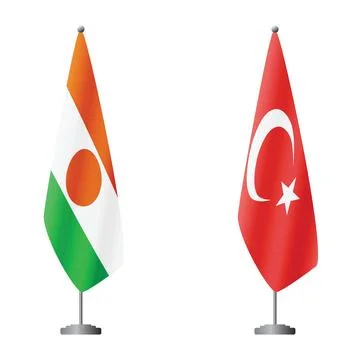 Niger and Turkey flags on flagpoles for official ceremonies and meetings Stock Illustration