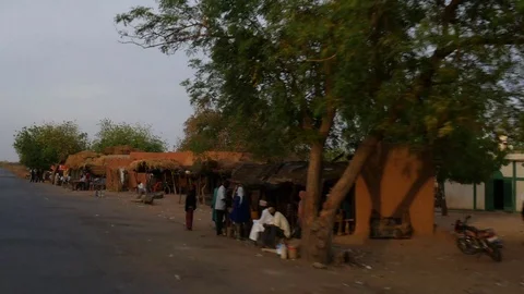 Niger camera car of a village Stock Footage