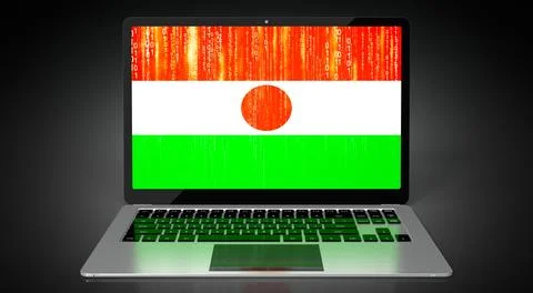 Niger - country flag and binary code on laptop screen Stock Illustration