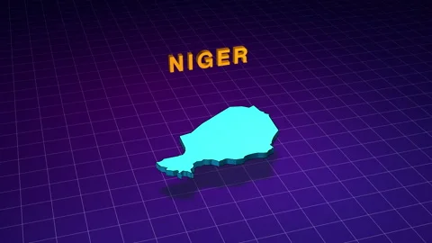 Niger country map floating in a retro digital space 库存影片 347366985