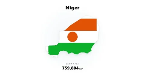 Niger country map silhouette filled with orange white green tricolor and central Stock Footage 345644892