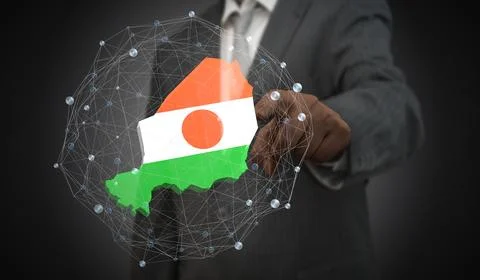 Niger - country shape and flag - 3D illustration Stock Illustration