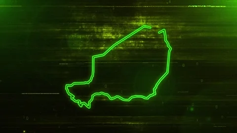 Niger Digital Futuristic Glitch Map Stock Footage 333615345