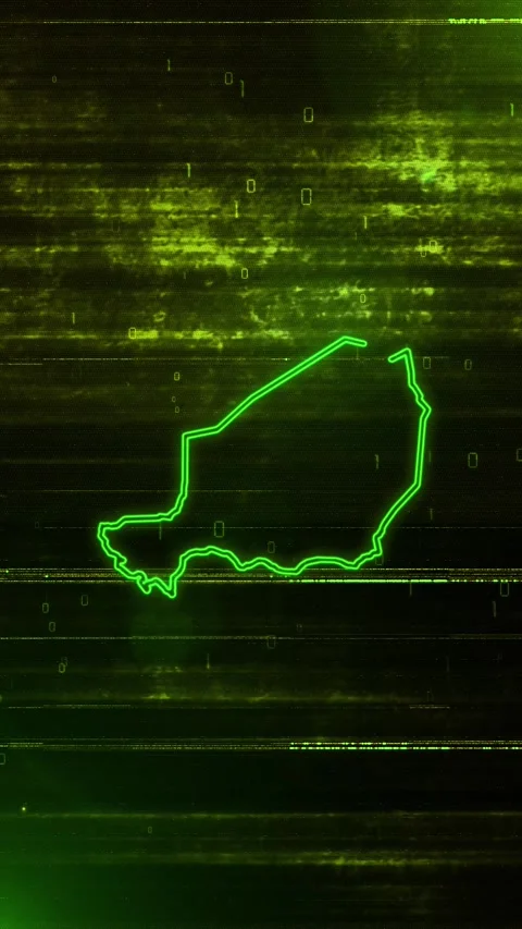 Niger Digital Futuristic Glitch Map Stock Footage 334593681