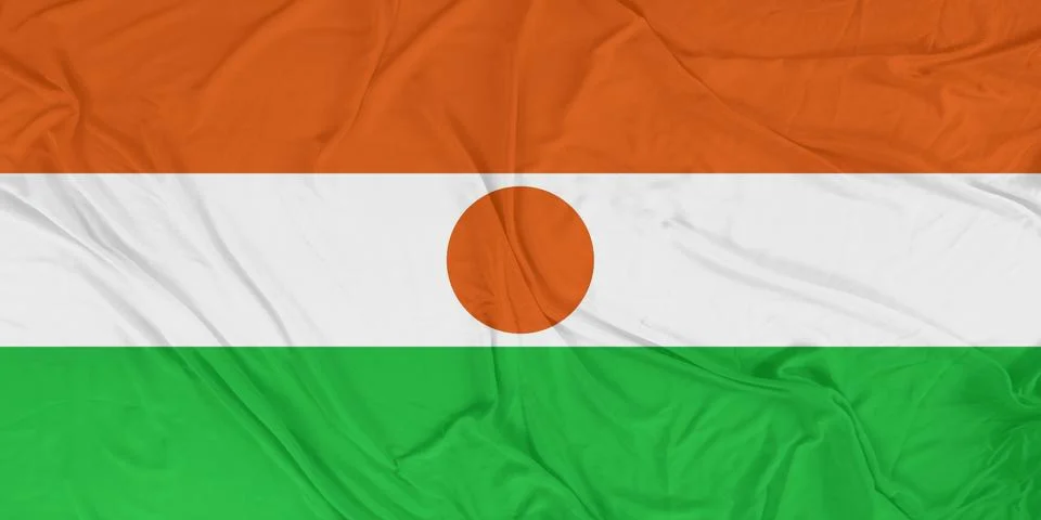 Niger Dynamic Flag Motion with Intense Wind Waves Stock Photos