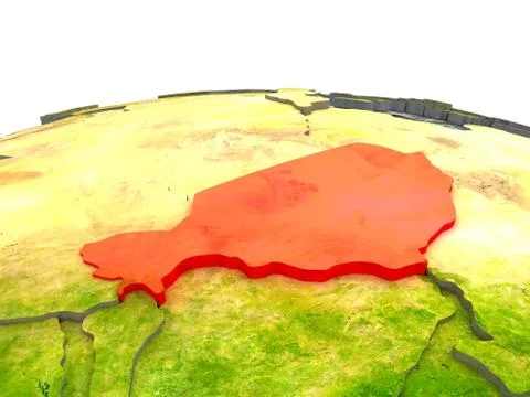 Niger on Earth in red Stock Illustration