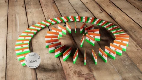 Niger Flag - Affected by Inflation Stock Footage 321606374
