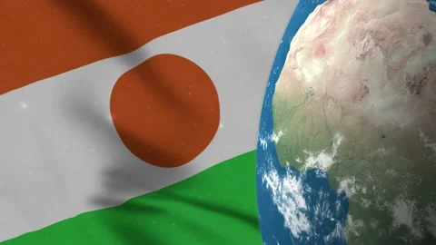 Niger Flag and Niger Map on Earth Globe 4K Stock Footage 220781395