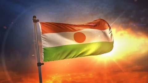 Niger Flag Backlit At Beautiful Sunrise Loop Slow Motion 4K Stock Footage 76639243