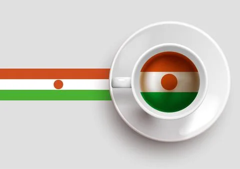 Niger flag with coffee on top view Stockillustratie