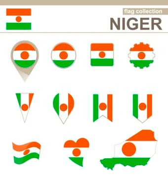 Niger Flag Collection Stock Illustration