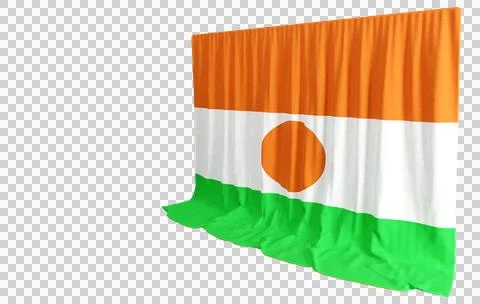 Niger Flag Curtain in 3D Rendering called Flag of Niger Stock Illustration