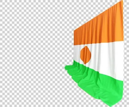 Niger Flag Curtain in 3D Rendering called Flag of Niger Stock Illustration