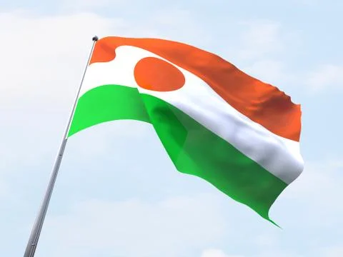 Niger flag flying on clear sky. 스톡 일러스트