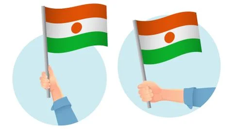 Niger flag in hand icon 스톡 일러스트