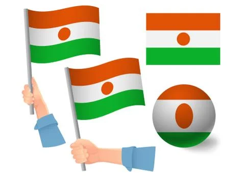 Niger flag in hand icon 스톡 일러스트
