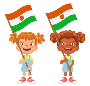 Niger flag in hand set Stock Illustration