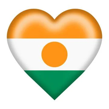 Niger flag heart button with clipping path Stock Illustration