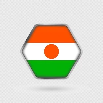 Niger flag in a hexagon frame. Stock Illustration