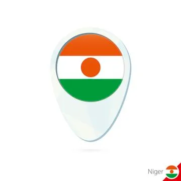 Niger flag location map pin icon on white background. Stock Illustration