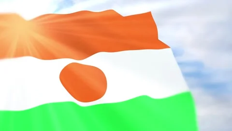 Niger Flag Seamless Loop 4k 60fps on Sky Background Stock Footage 340619169