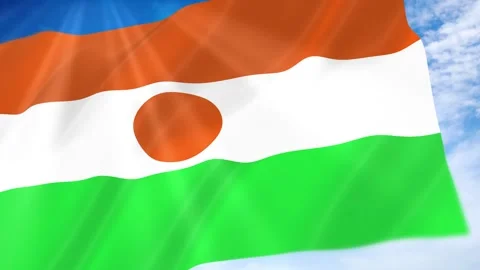 Niger Flag Seamless Loop 4k 60fps on Sky Background 動画素材 341675802