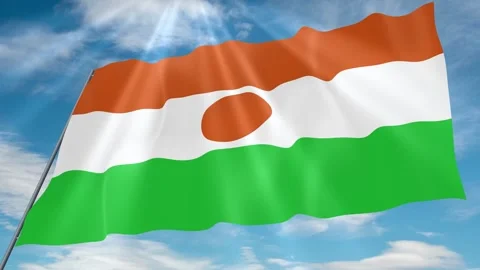Niger Flag Seamless Loop 4k 60fps on Sky Background Stock Footage 341762055